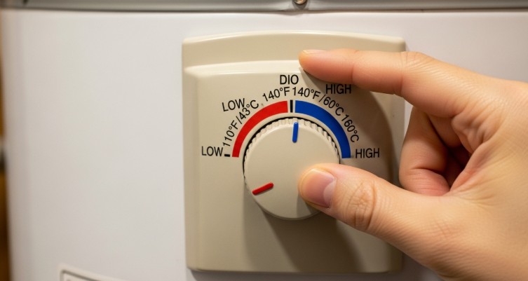 How to adjust temperature on electric water heater thermostat panel location
