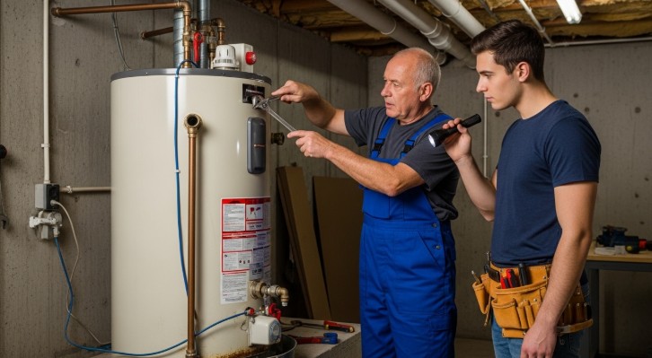 How do hot water heaters work diagram showing tank and tankless plumbing heating system with hot water flow explanation in home plumbing system