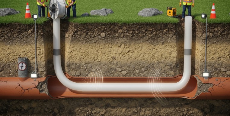 trenchless sewer pipe lining process repairing underground pipe without digging