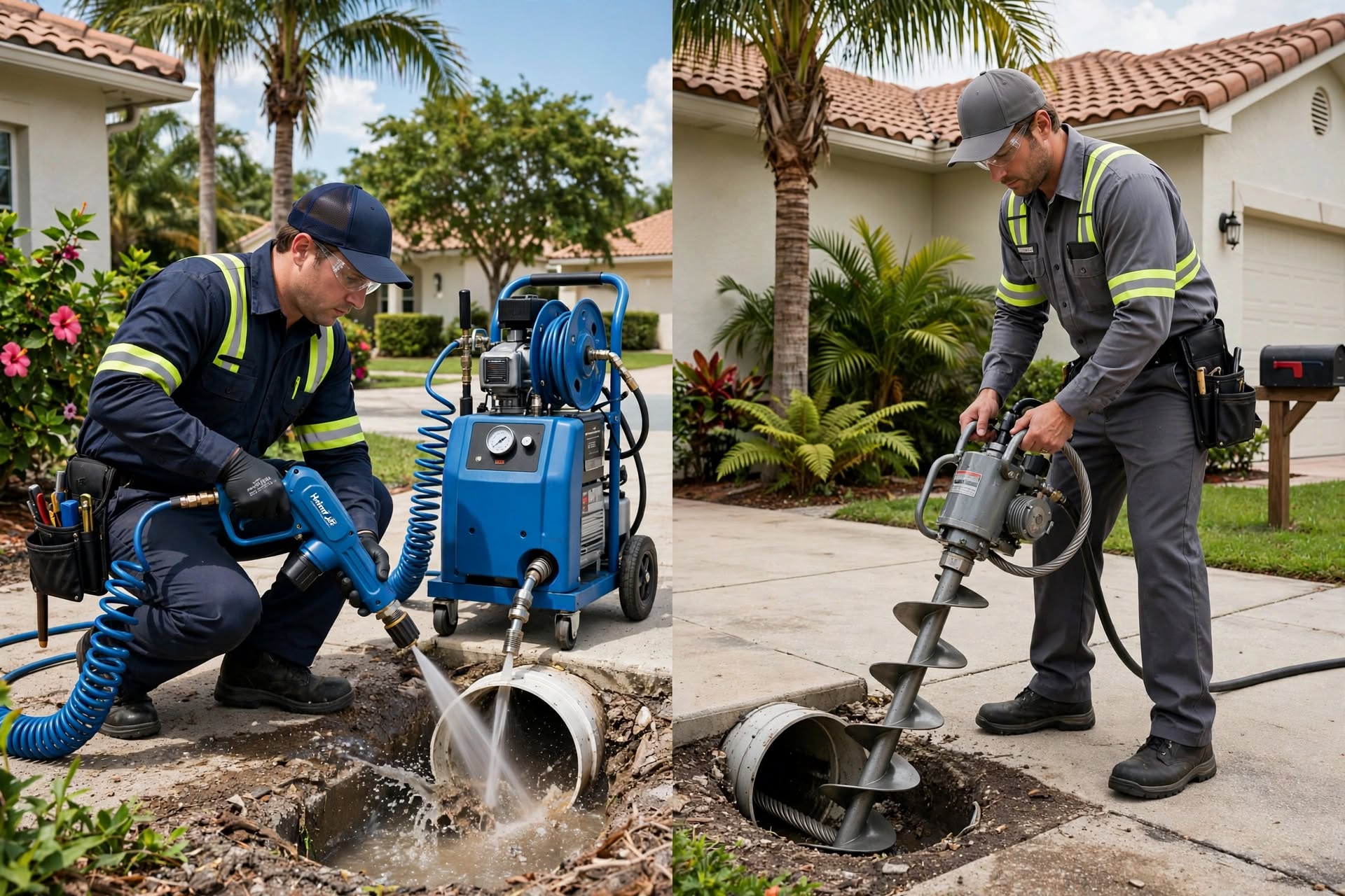 Hydro Jetting vs. Drain Snaking in Broward County Which One Your Clogged Sewer Line Actually Needs