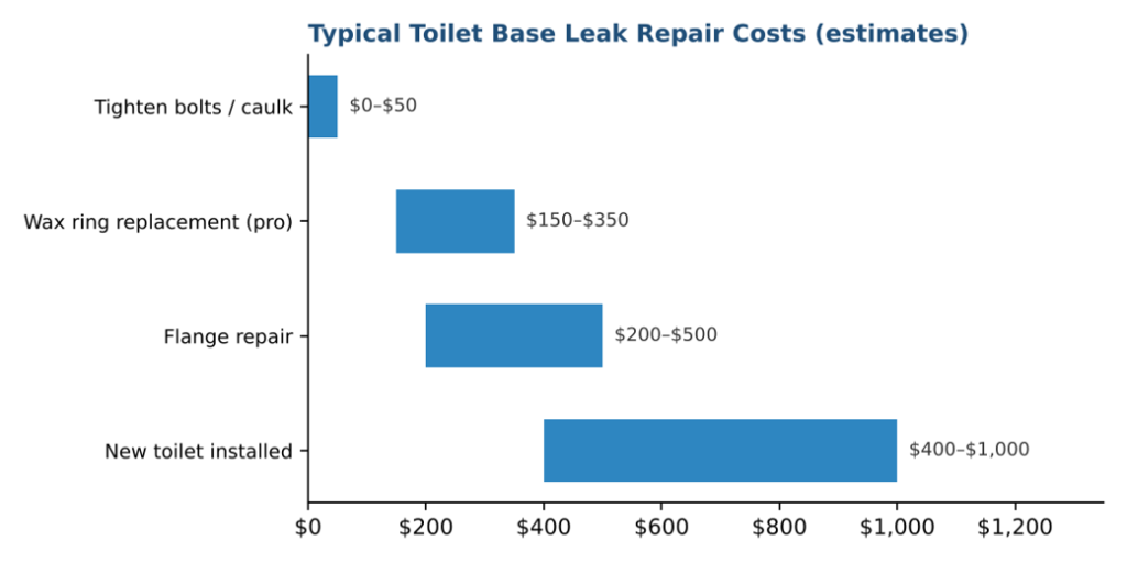 Typical Toilet Base Leak Repair Costs (estimates)